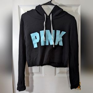 VS PINK Crop Top Hoodie, Black, Small